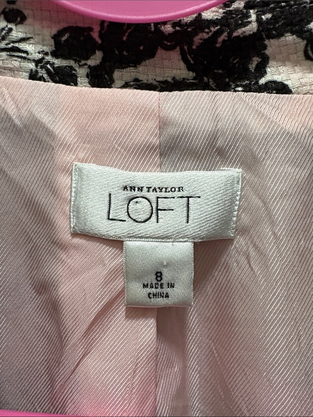LOFT Pink Floral Trench Coat with Black Print - Picture 2 of 8